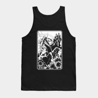 Dark fantasy unicorn sunflowers horse horror skull Tank Top